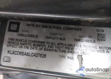 2020 Chevrolet Spark Fwd 1Lt Automatic from USA, damaged, VIN KL8CD6SA8LC427626